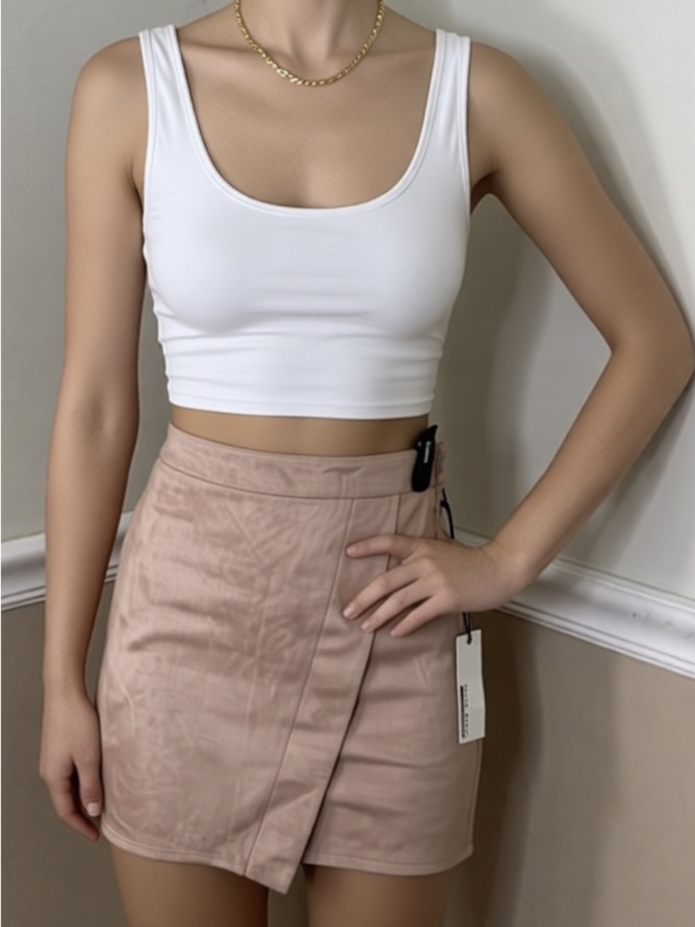 Haute Monde Blush Pink Faux-Suede Mini Skirt